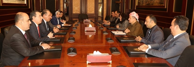سەرۆكی هەرێمی كوردستان پێشوازی لە نوێنەران و سەرۆكی فڕاكسیۆنەكانی توركمان و كلدان و ئاشوور و سریان و ئەرمەن لە پارلەمانی كوردستان دەكات