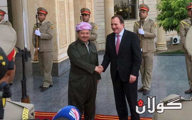 سەرۆك بارزانى،  پێشوازى له‌ سه‌رۆك وه‌زيرانى سويد و شاندى ياوه‌رى كرد
