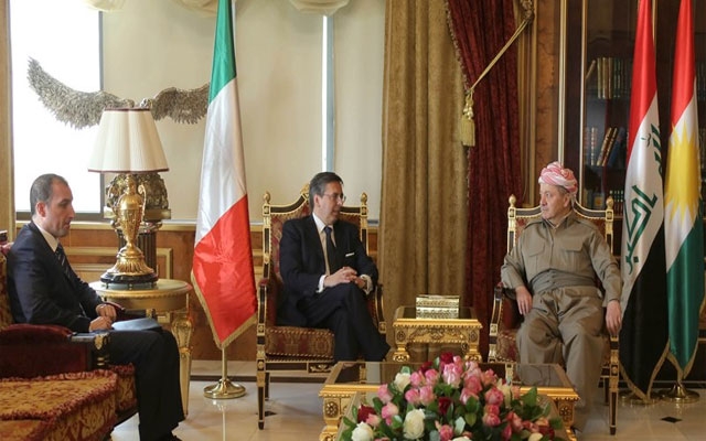 سەرۆكی هەرێمی كوردستان پێشوازی لە باڵیۆزی ئیتالیا لە عێراقی فیدڕاڵ دەكات