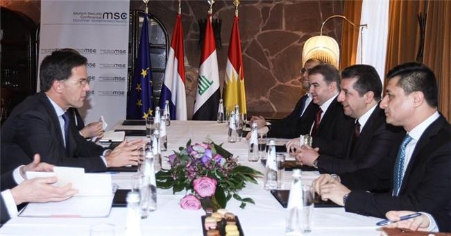 سەرۆکی حکومەتی هەرێمی کوردستان پێشوازی لە سەرۆک وەزیرانی هۆڵەندا دەکات