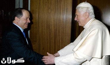 سه‌رۆكی هه‌رێمی كوردستان له‌ لایه‌ن قه‌داسه‌تی پاپای ڤاتیكان به‌نه‌دیكتی شازده‌یه‌مه‌وه‌ پێشوازی لێكرا