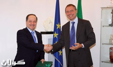 سه‌رۆك بارزانی له‌لایه‌ن وه‌زیری بازرگانیی ئیتاڵیاوه‌ پێشوازیی لێكرا