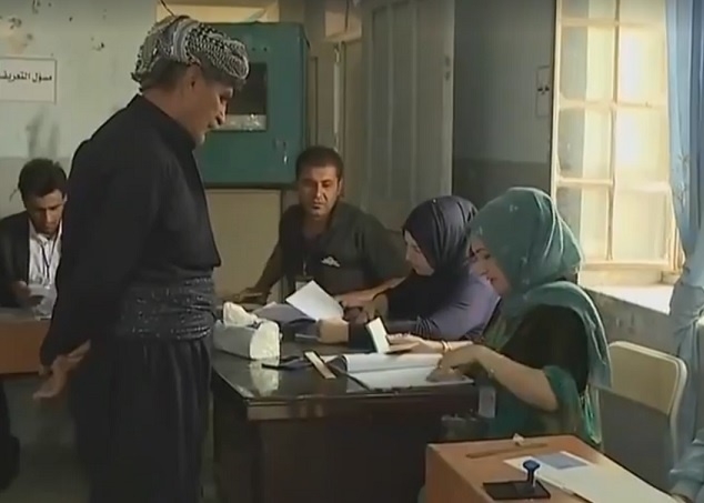  	 لە هەولێر لە بنکەیەکی دەنگداندا رێژەی بەڵی ٩١% بووە 