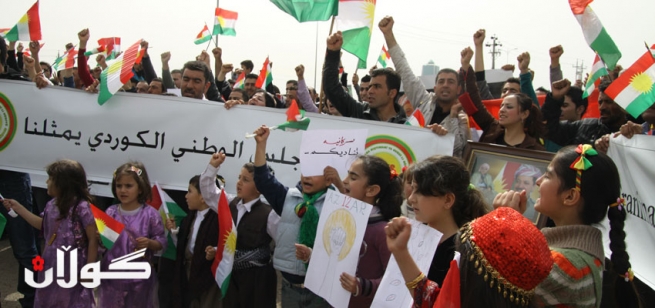 لە هەولێر ..خۆپیشاندانێكی بەفراوان بۆ پشگیری شۆڕشی سوریا ئەنجام درا