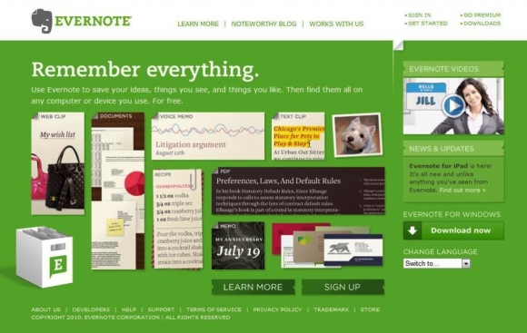 هەموو شتێك لە سایتی www.evernote.com دا خەزن بكە