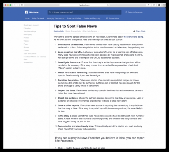 فەیسبووک ١٠ ڕێنمایی بۆ زانینی هەواڵی ناڕاست و درۆ بڵاوکردەوە