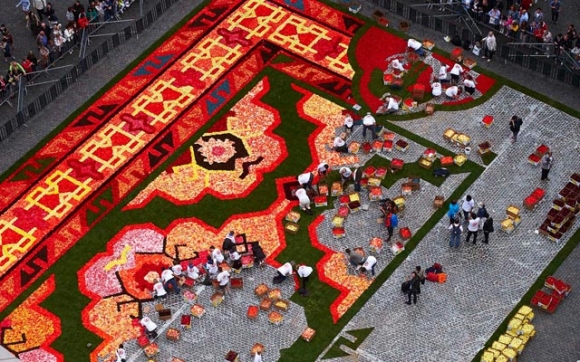 لە برۆکسل فەرشێک لە گوڵ نمایش دەکرێت