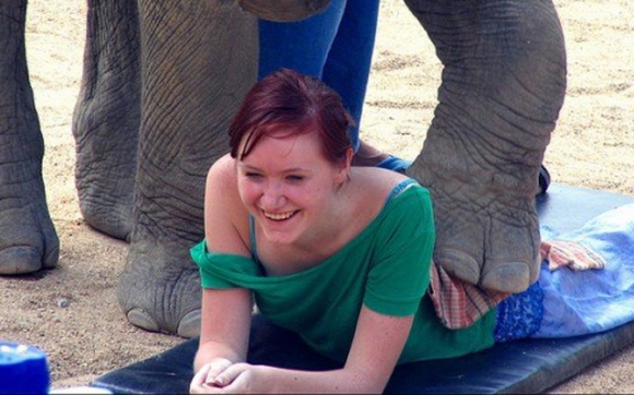 لە تایلەند فیل مساج دەكات