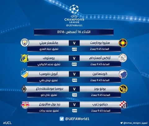 ئاگاداری خشتەی یارییەكانی پاشكۆی گەیشتن بە قۆناغی كۆمەلەكانی چامپیۆنز لیگ بن