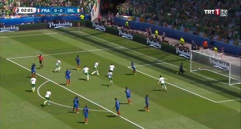 گۆڵی یەکەم بۆ ئێرلەند لەسەر تۆری فەرەنسیەكان