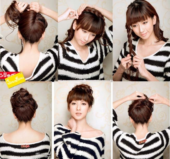 هەنگاوەكانی بەستنی قژی هەڵپێچراو