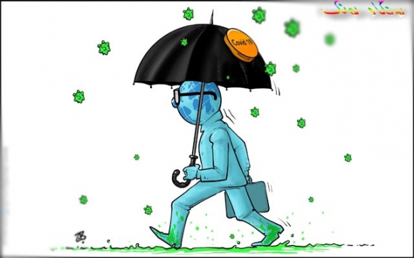 ئەم كاریكاتێرە باس لە راهاتنی مرۆڤ دەكات لەگەڵ ڤایرۆسی كۆرۆنا، ئەگەرچی كۆرۆنا لە هەموو شوێنێك بڵاوبۆتەوە و تووشبووانیش رۆژ لە داوی رۆژ زیاتر دەبن، بەڵام نابێت ژیان بوەستێت و پێویستە بەردەوام 