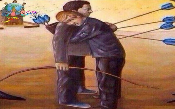 ئەم كاریكاتێرە باس لە گرينگى هاورێى به وه فا ده كات كه ئاماده يه به ر  گه ى هه موو ناخۆشيوو ناره حه تييه كان بگرێت له پێناو هاورێ كه يدا .