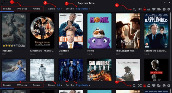 بەرنامەی ( Popcorn Time ) بۆ بینینی ئەنیمەیشن و فیلم و زنجیرەی تی ڤی